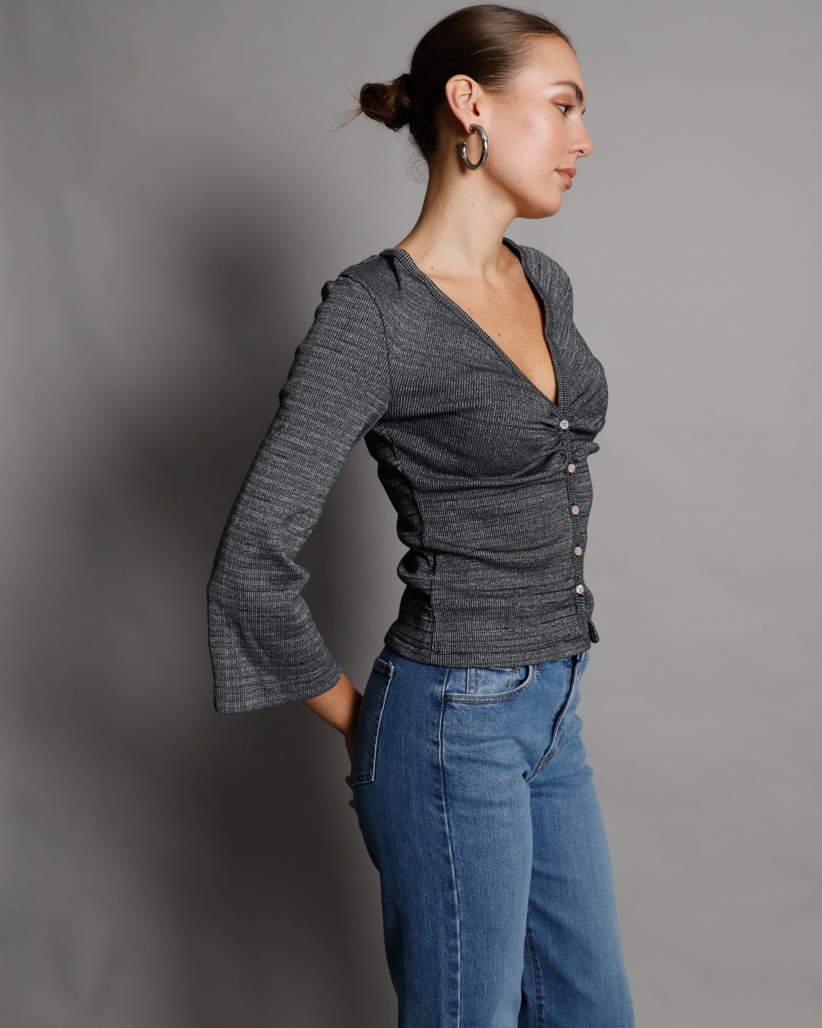 Woodstock Rib Cardigan - Charcoal