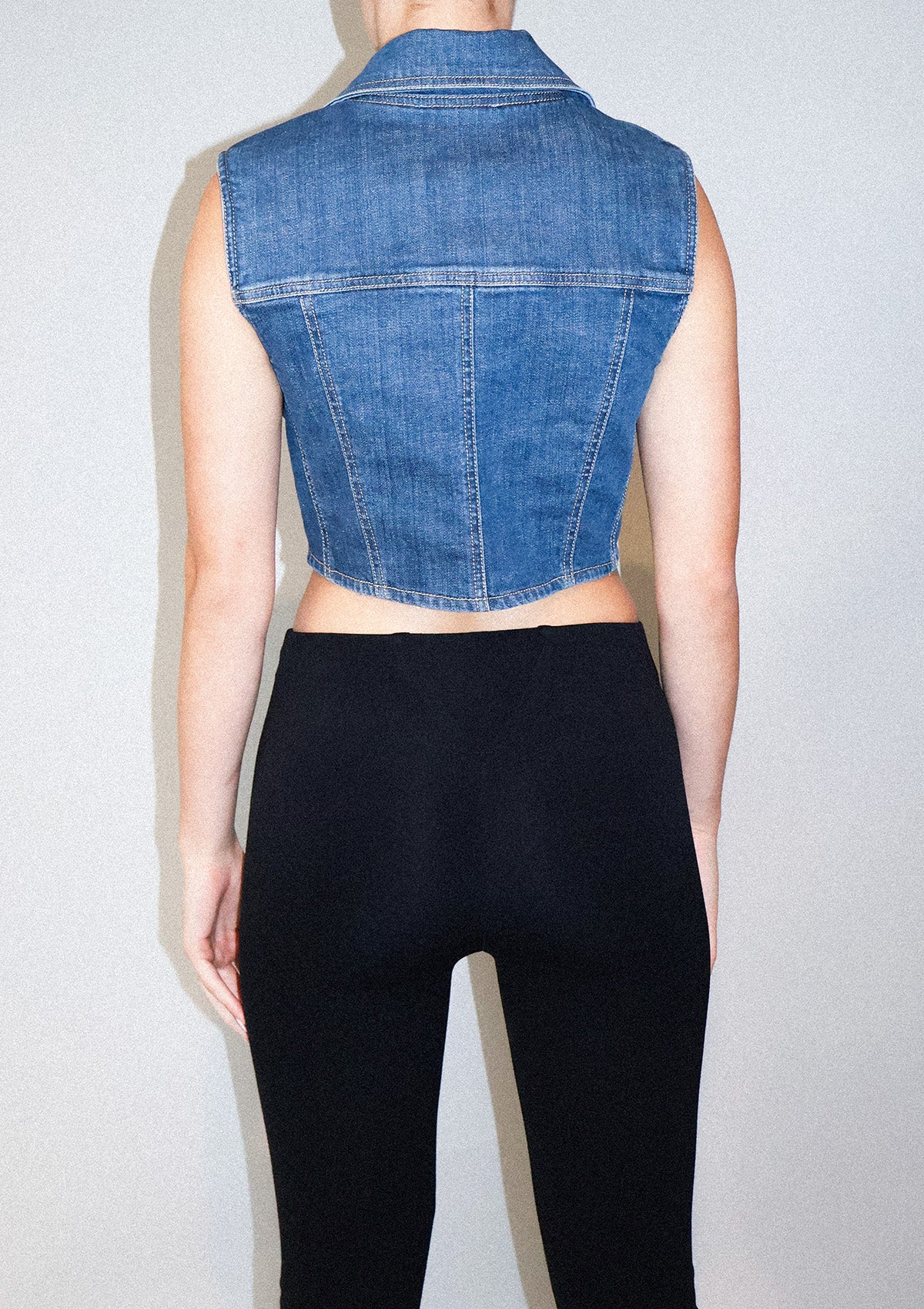 Bella Cropped Vest Jaded Wash