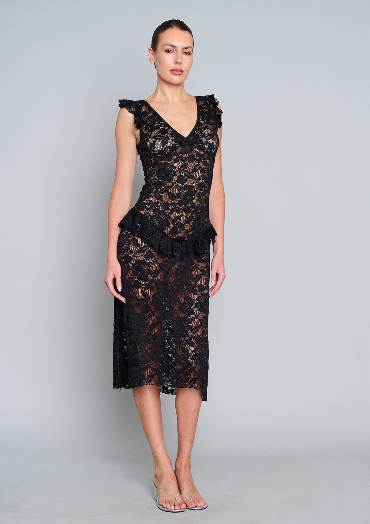 Summer Love Lace Midi Dress - Black
