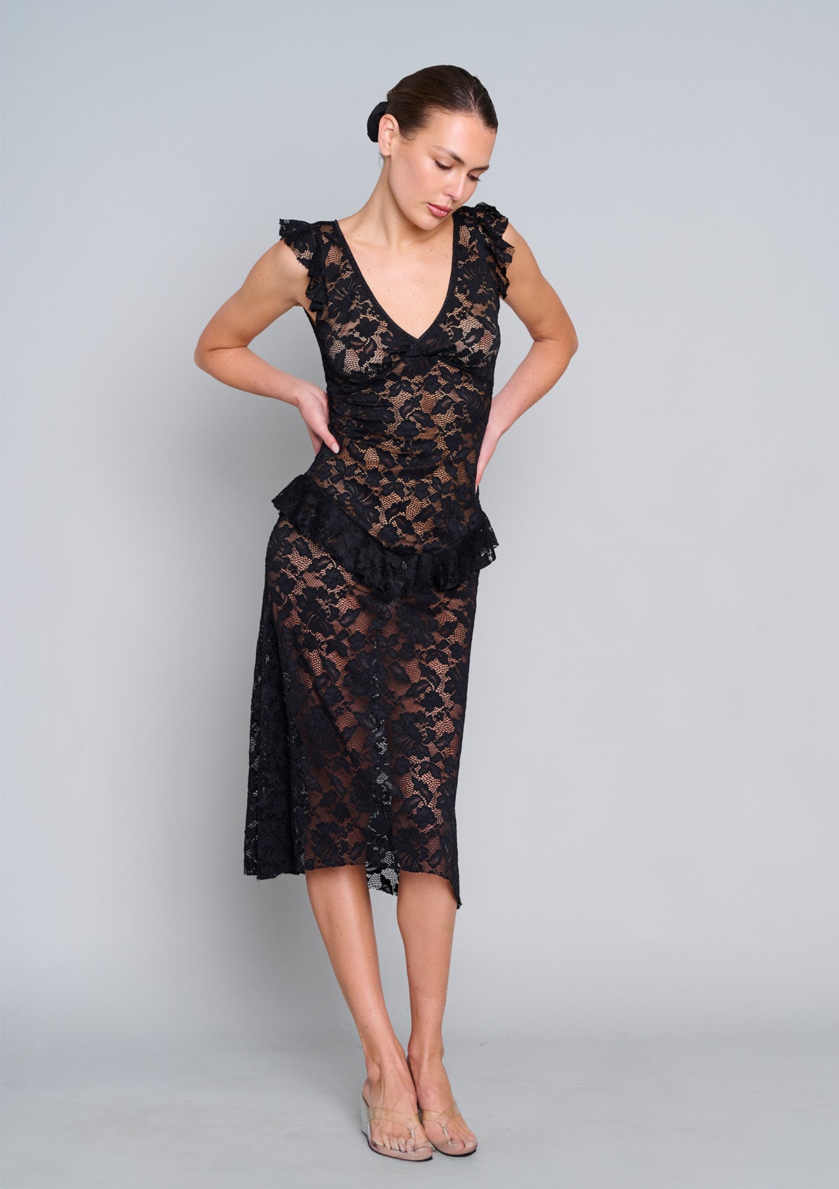 Summer Love Lace Midi Dress - Black