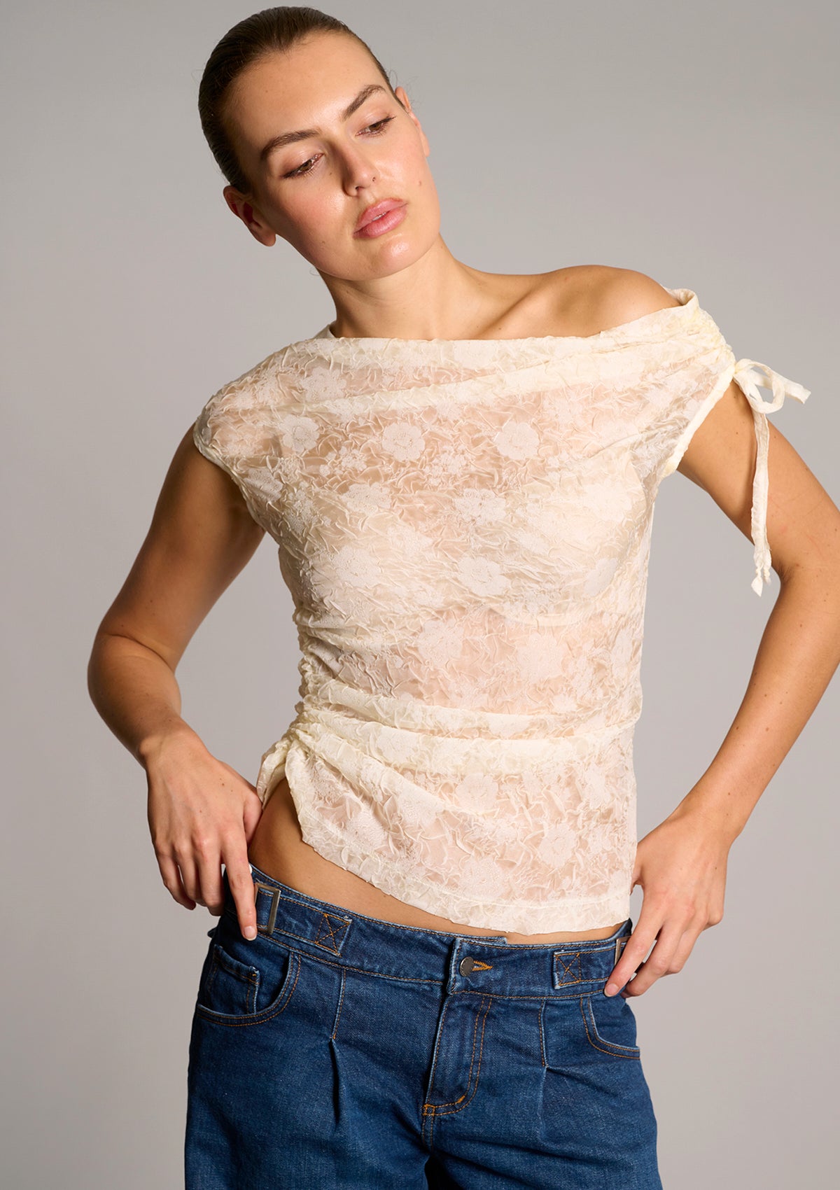 Mischa Ivory Burnout Top
