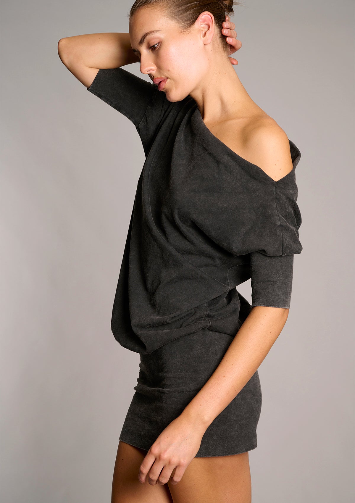 Gabby Ballet Tee Dress - Black Acid Wash