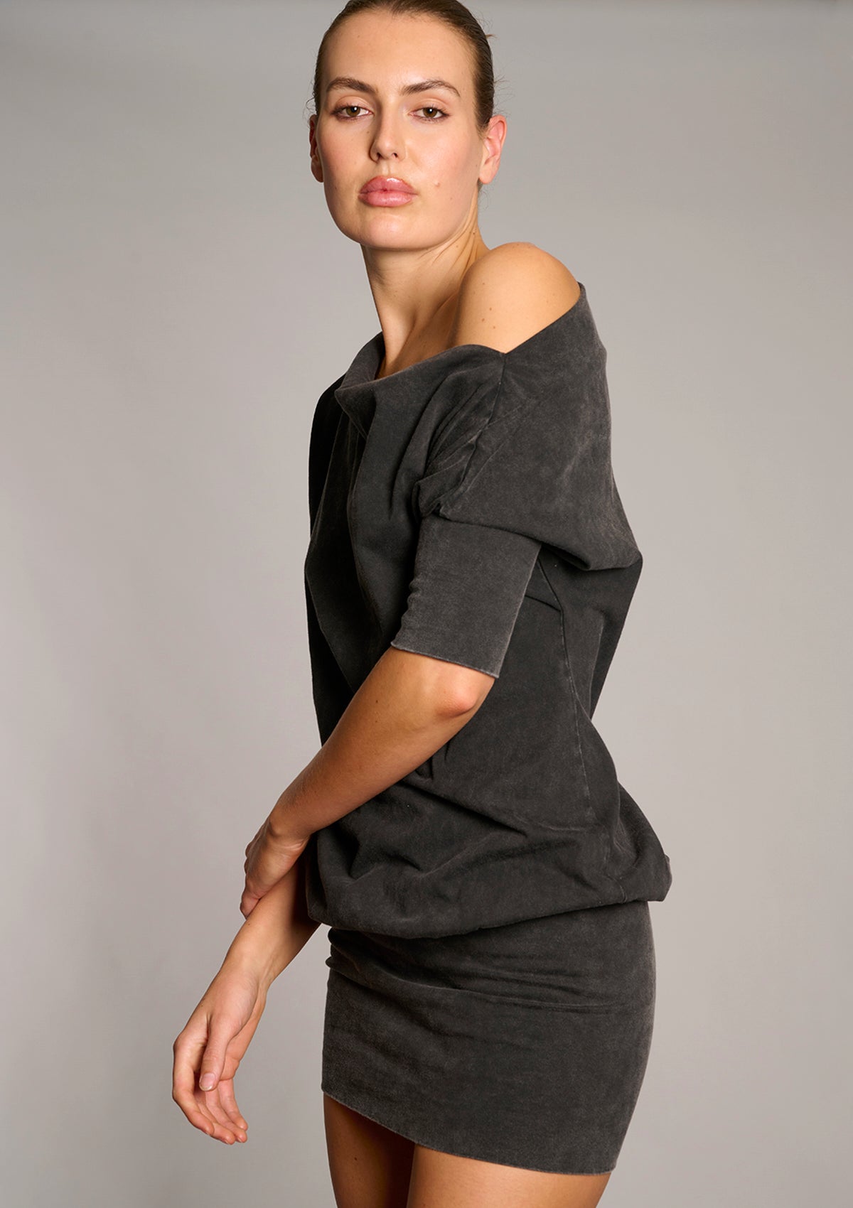 Gabby Ballet Tee Dress - Black Acid Wash