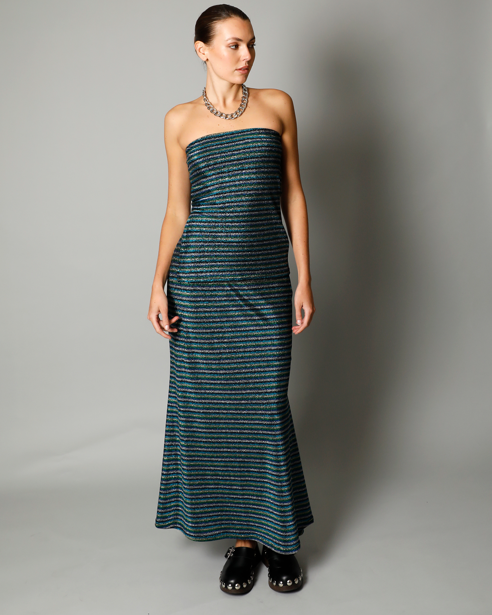 Pearl Lurex Maxi Skirt - Paradise Stripe