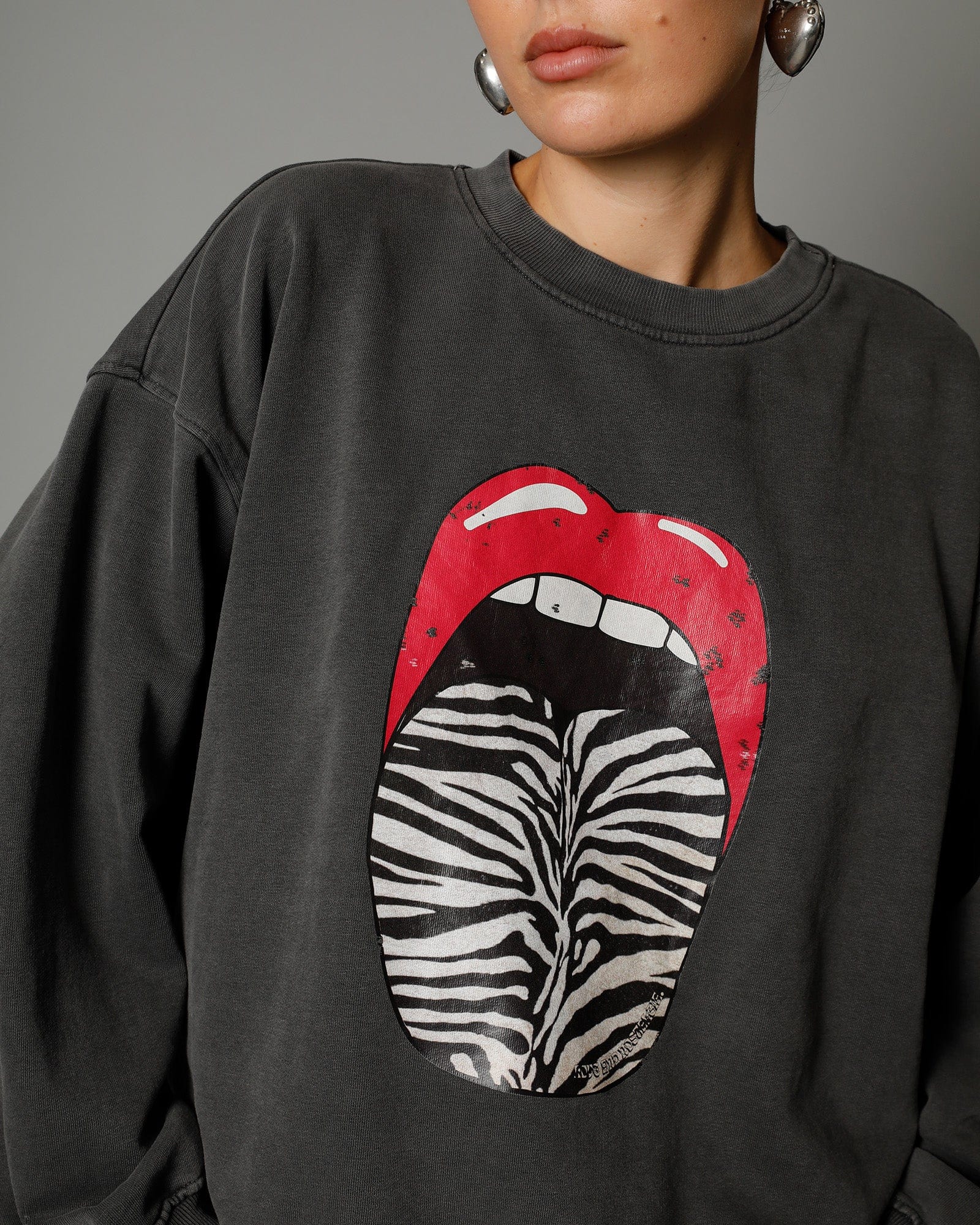 Debbie Zebra Lips Sweatshirt - Pigment Black