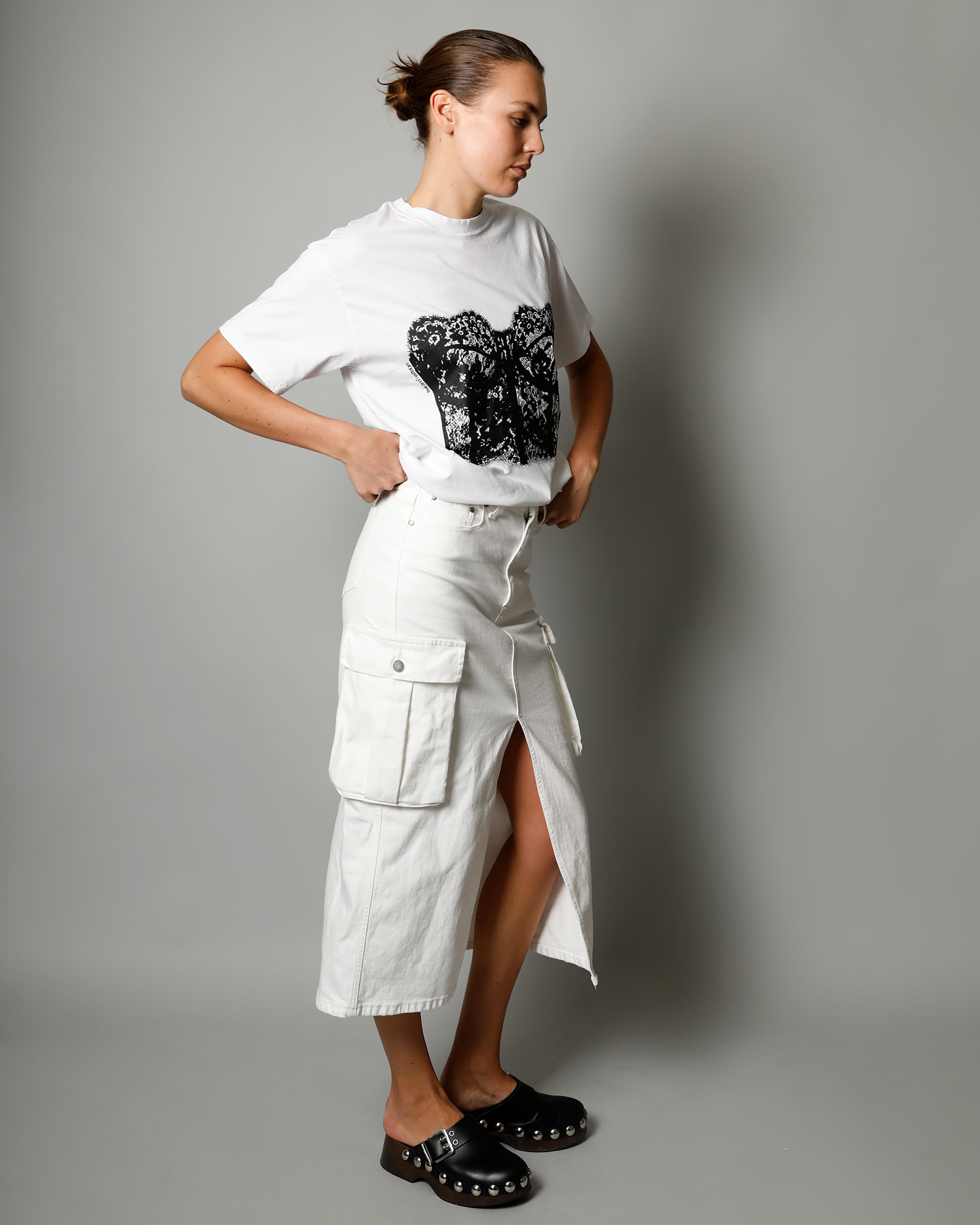 Bianca Cargo Midi Skirt - White