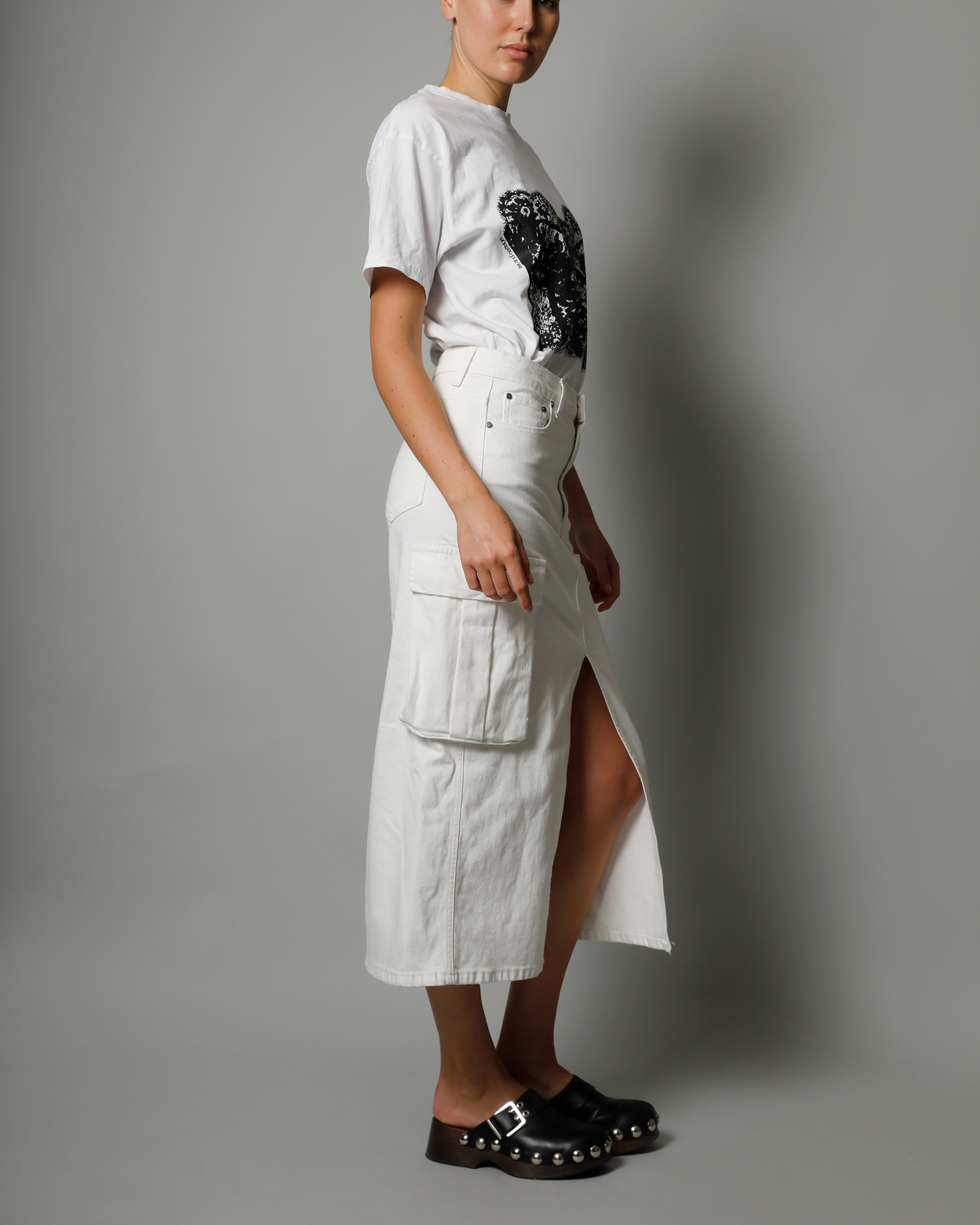 Bianca Cargo Midi Skirt - White