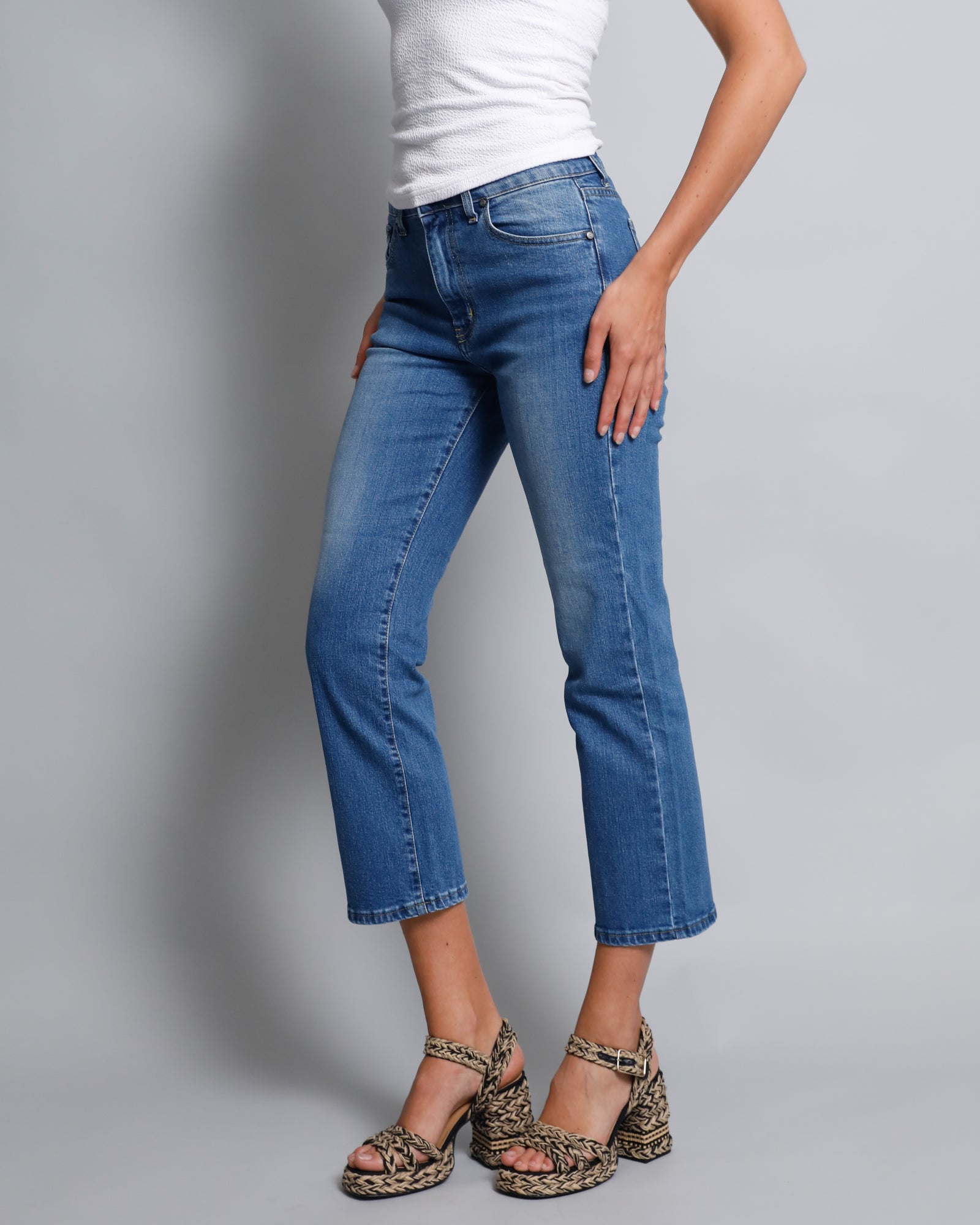 Rodger Crop Flare Jean  - Mid Wash