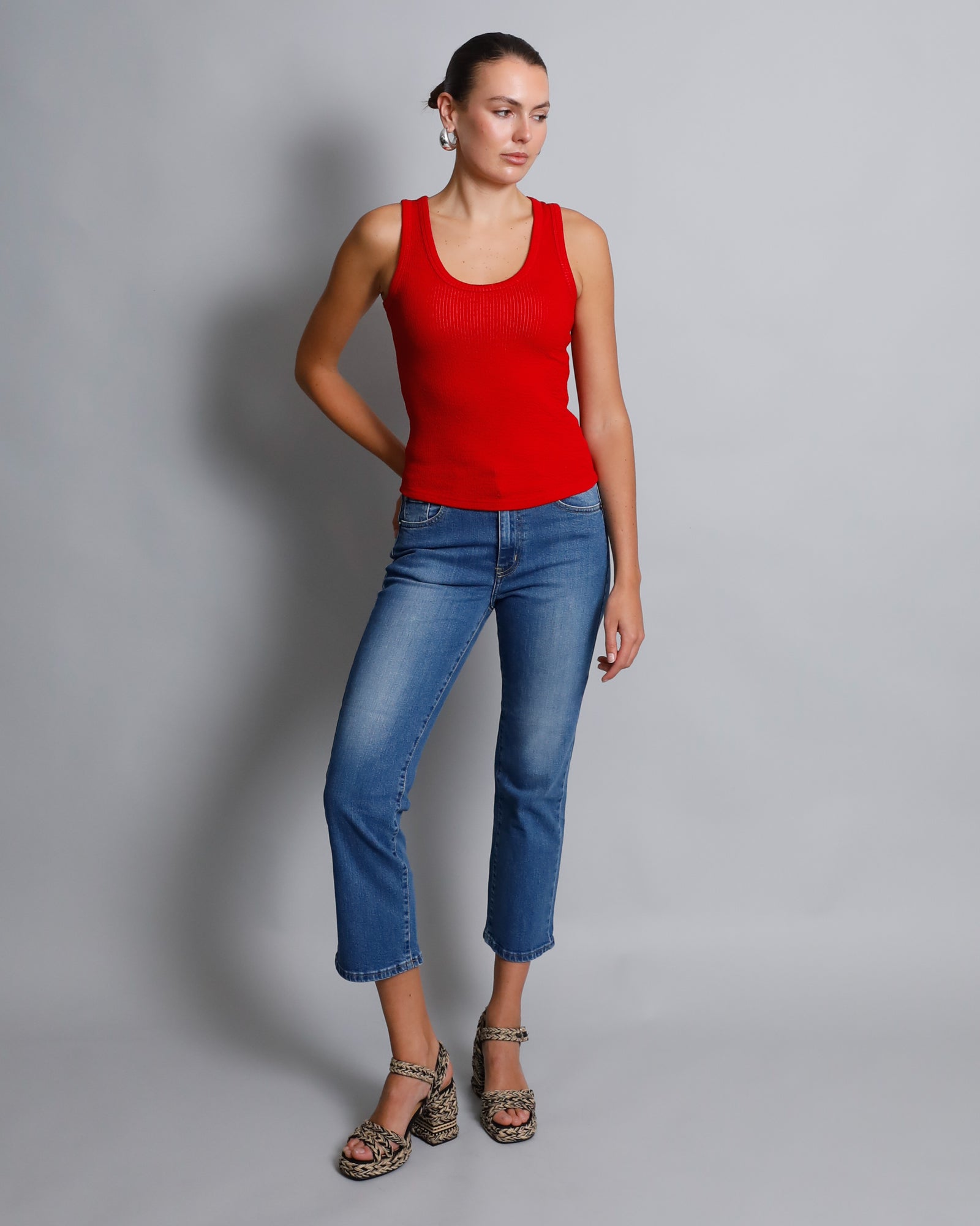 Jade Seersucker Cami - True Red