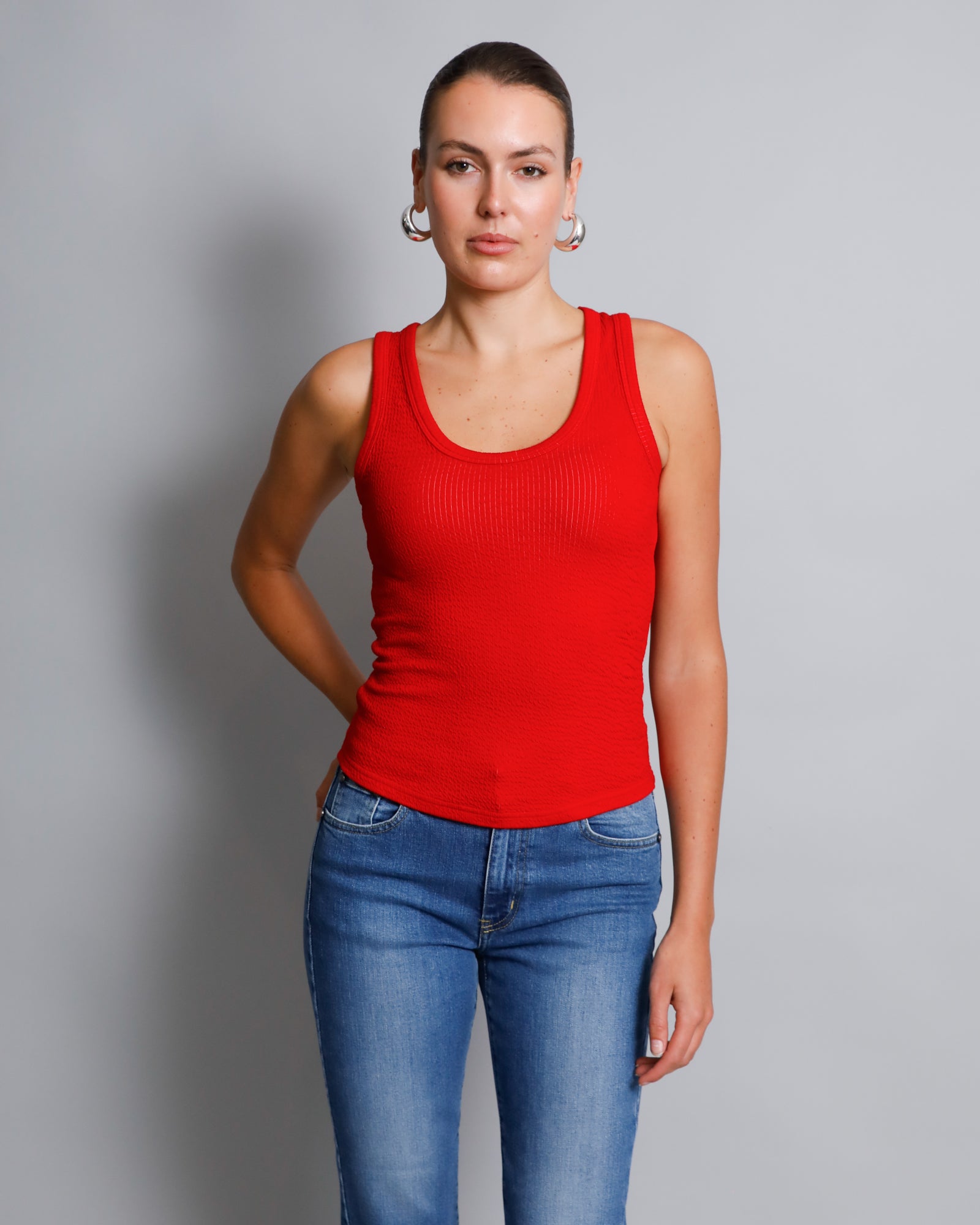 Jade Seersucker Cami - True Red