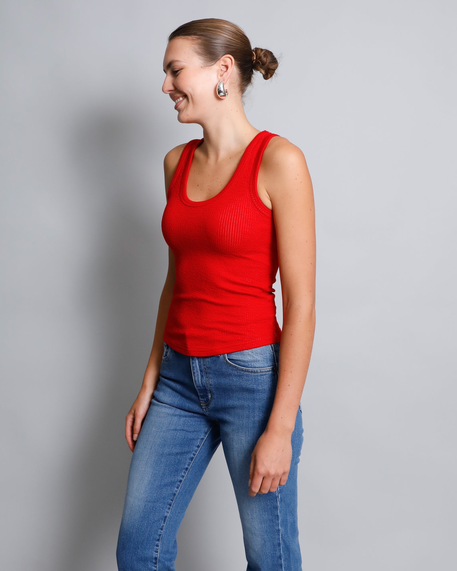 Jade Seersucker Cami - True Red