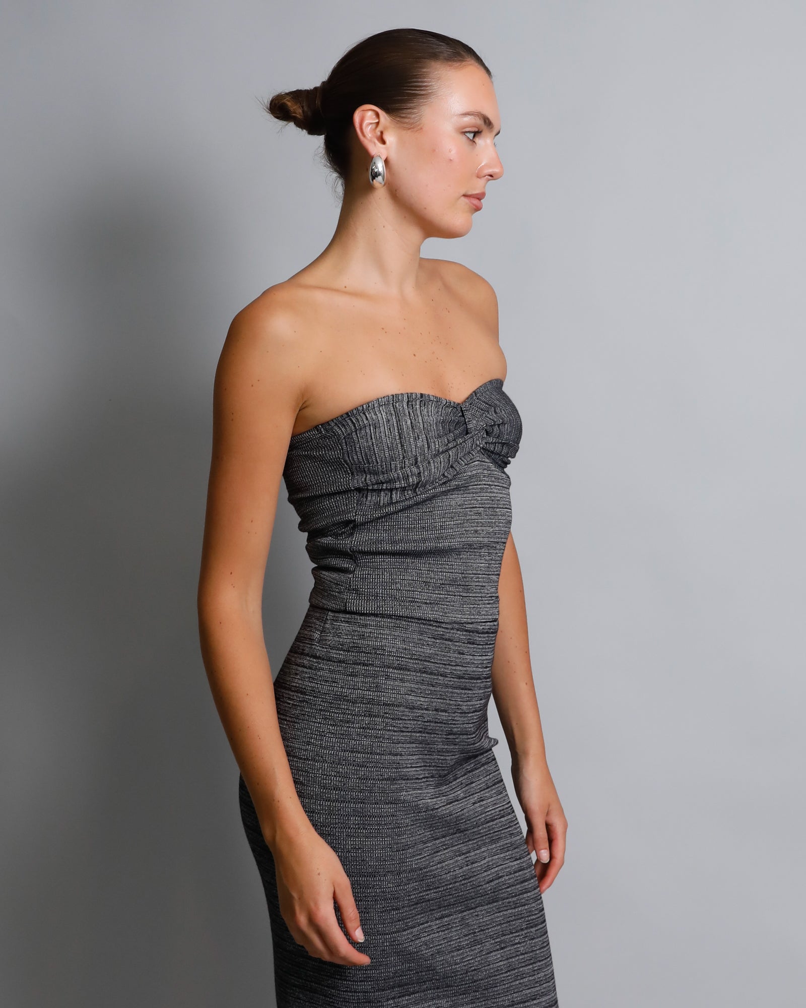 Maggie Rib Twist Top - Charcoal