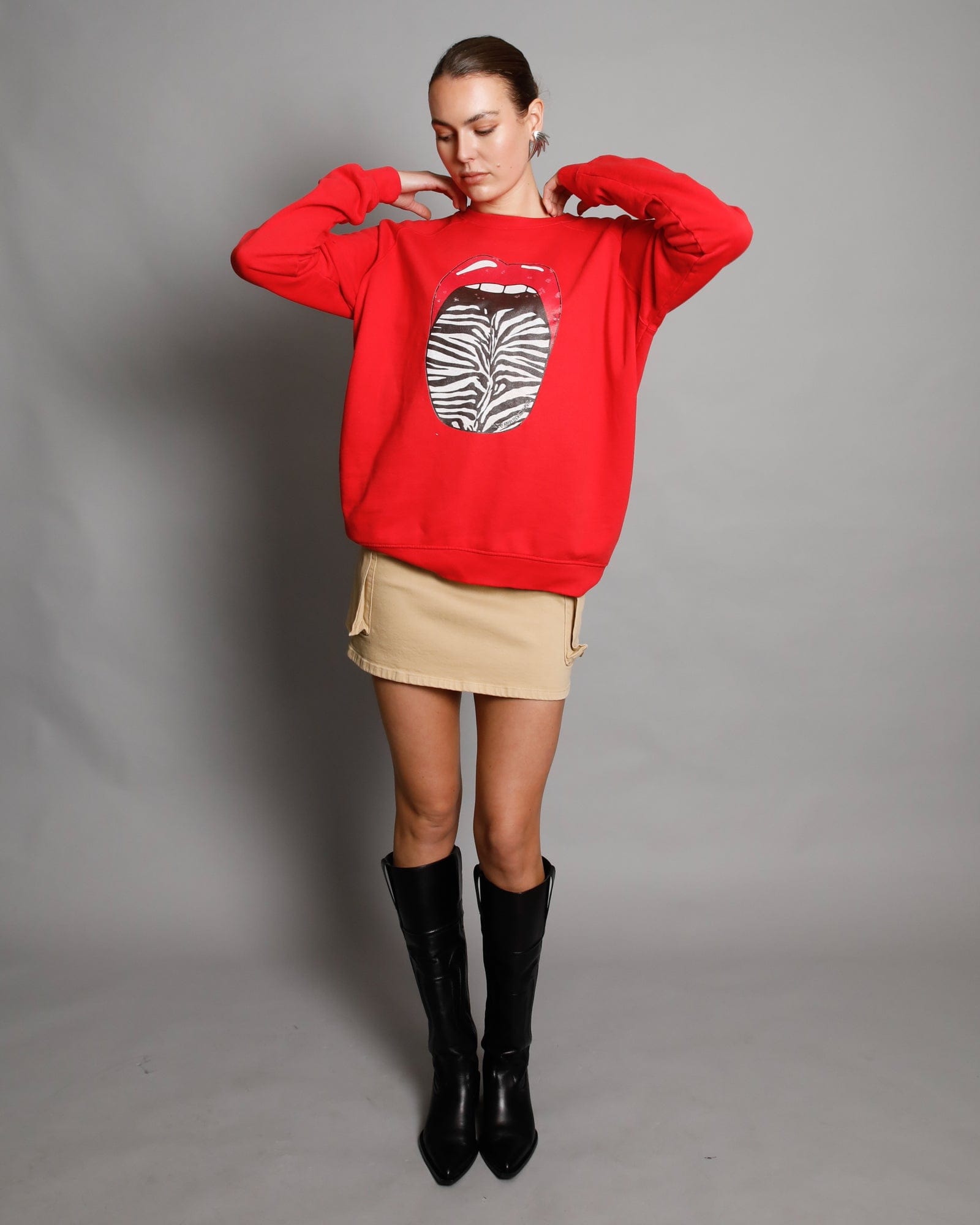 Debbie Zebra Lips Sweatshirt - Red
