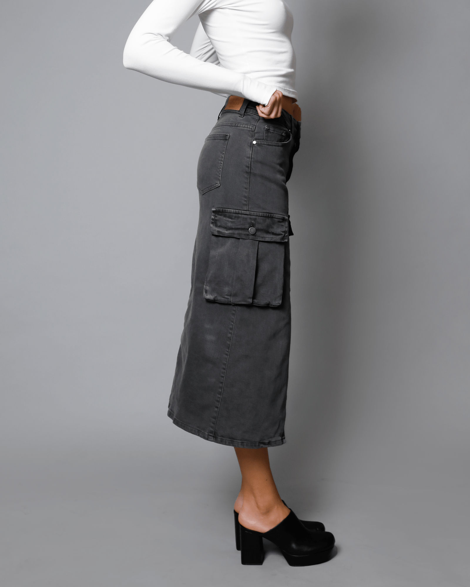 Bianca Cargo Midi Skirt - Pigment Black