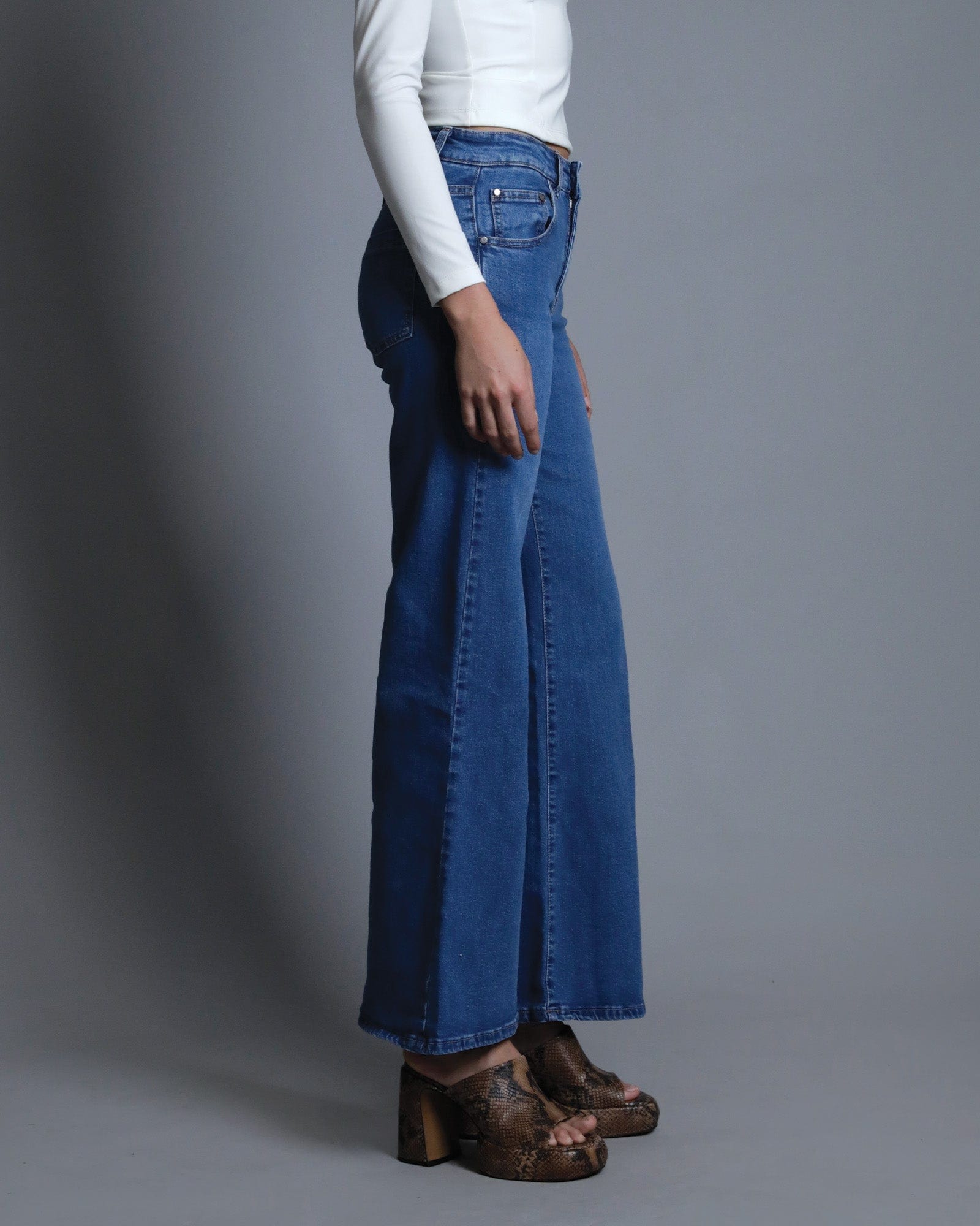 KATE Wide Leg Jean - Indigo Button Fly