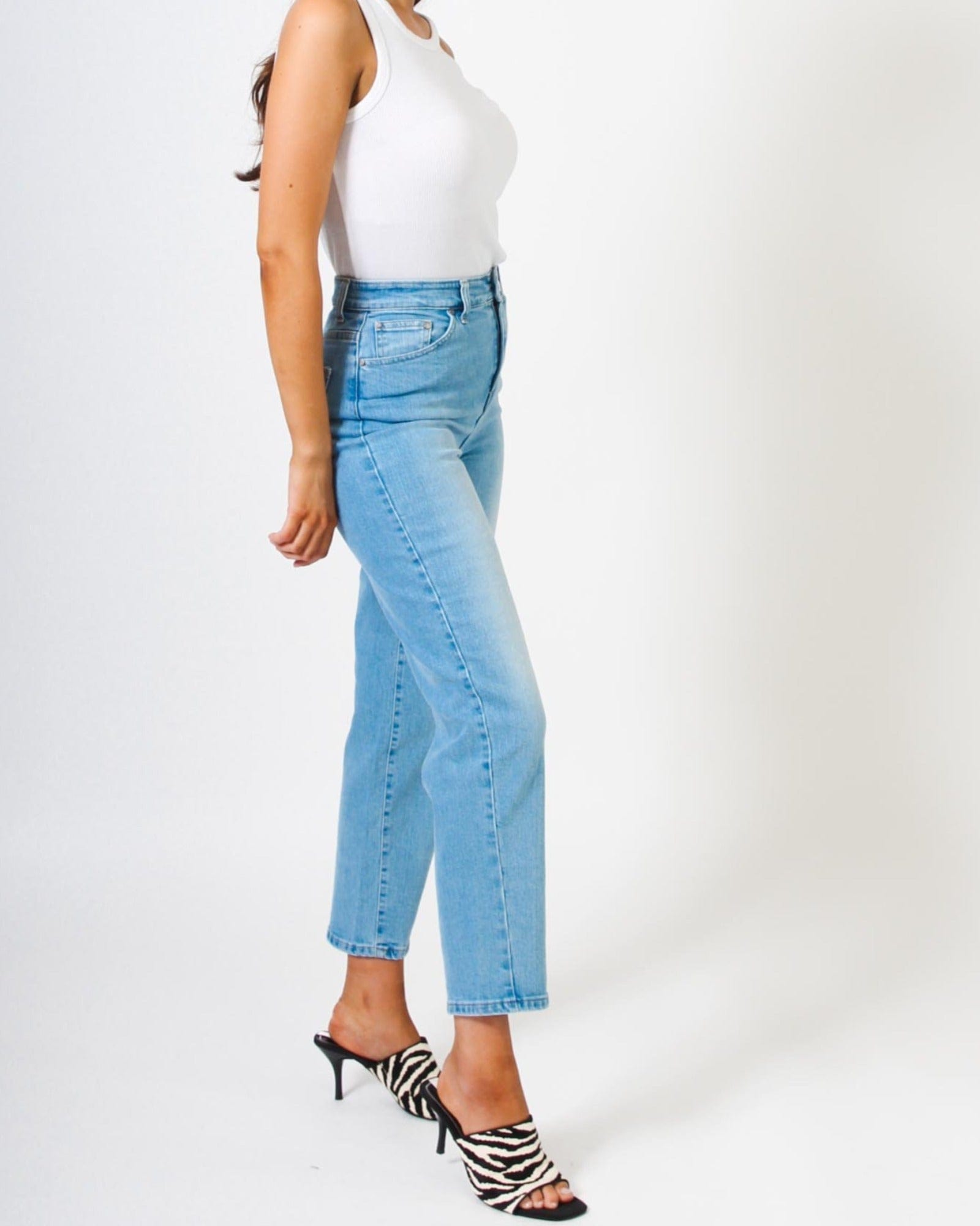 Karen 80's Mum Jean - Bondi Blue