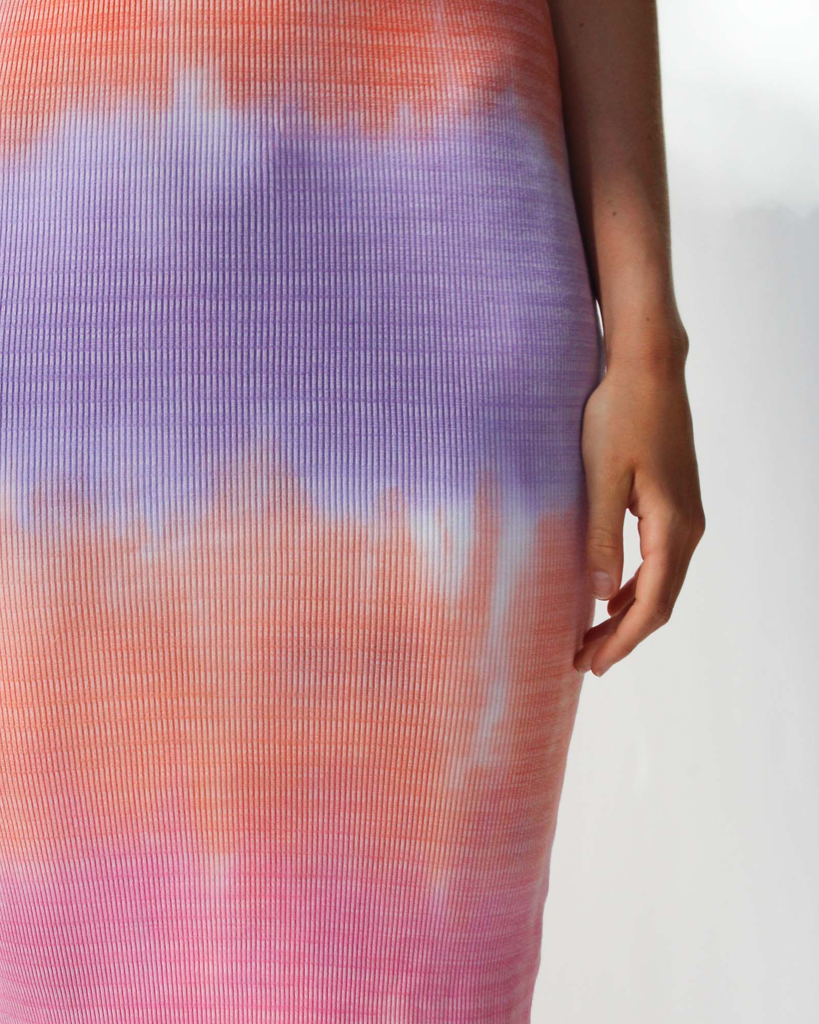 Meet Me At Midi Night Rib Skirt - Tequila Sunrise Tie Dye
