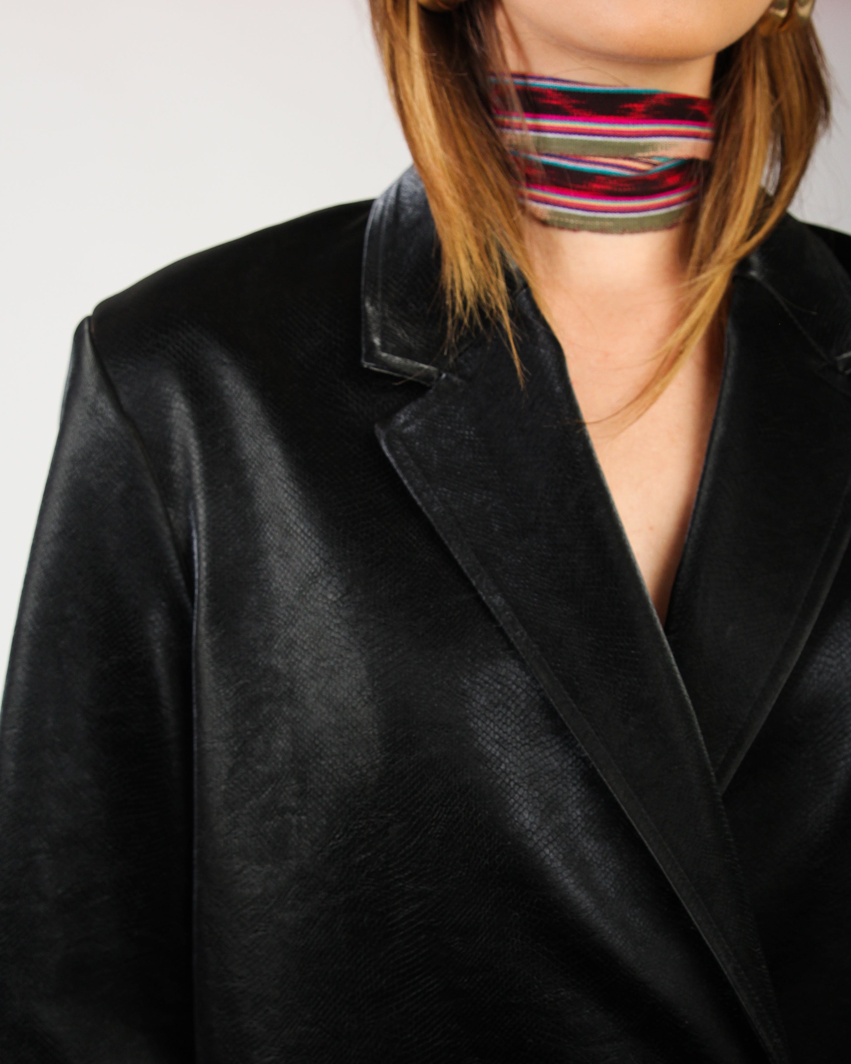 Jillian Vegan Suede Leather Blazer - Black