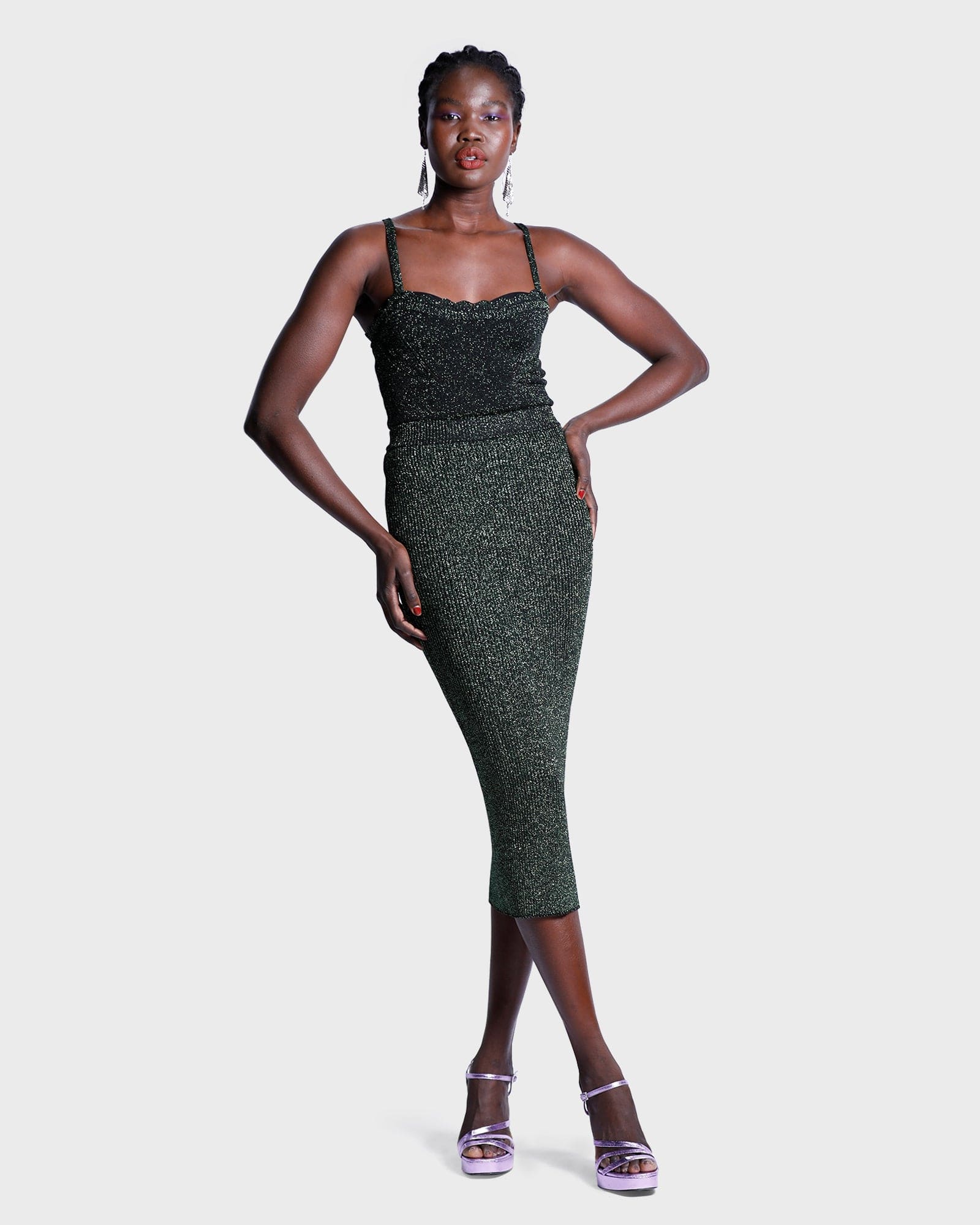 Roberta Lurex Skirt - Green