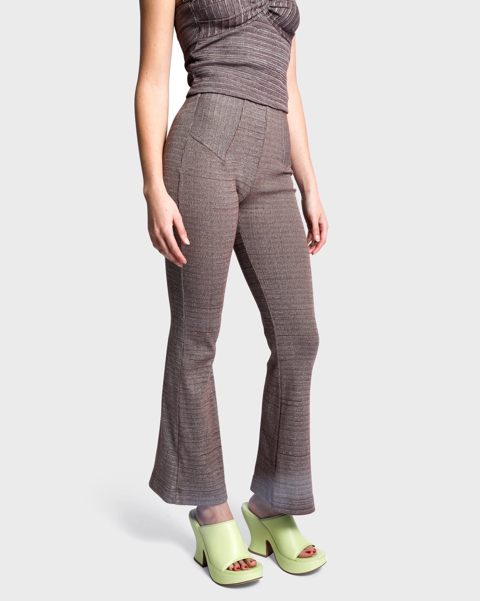 Maggie Panelled Rib Pant - Clove Brown