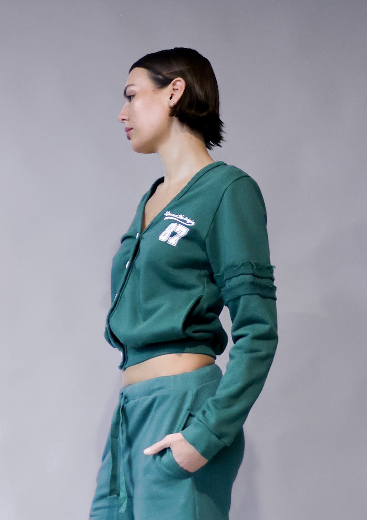 Babe Baseball Cardigan - Forest