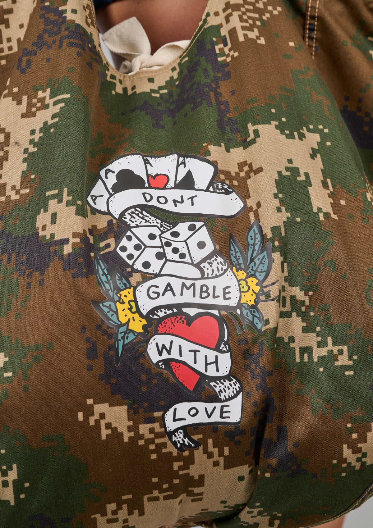 Don’t Gamble With Love Jumbo Camo Bag