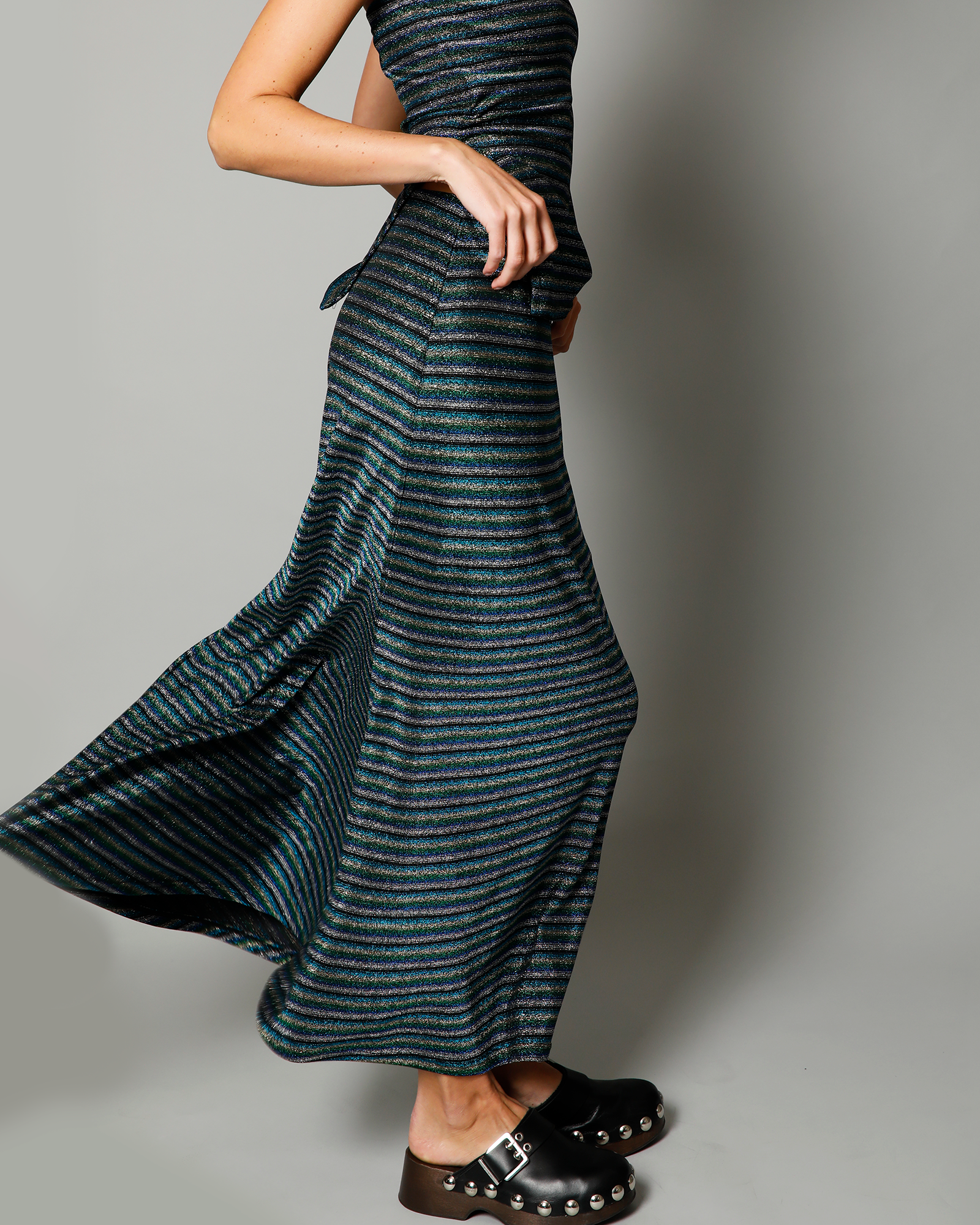 Pearl Lurex Maxi Skirt - Paradise Stripe