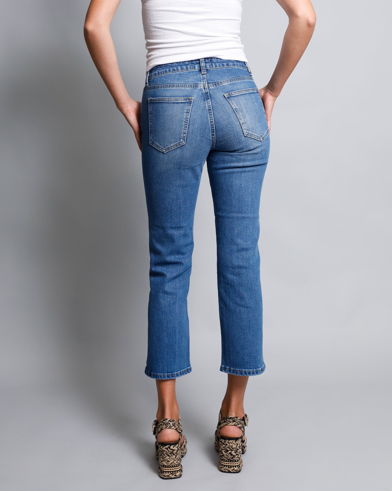 Rodger Crop Flare Jean  - Mid Wash