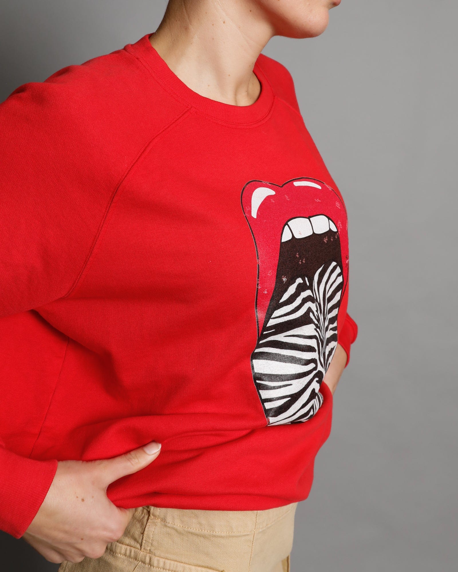Debbie Zebra Lips Sweatshirt - Red