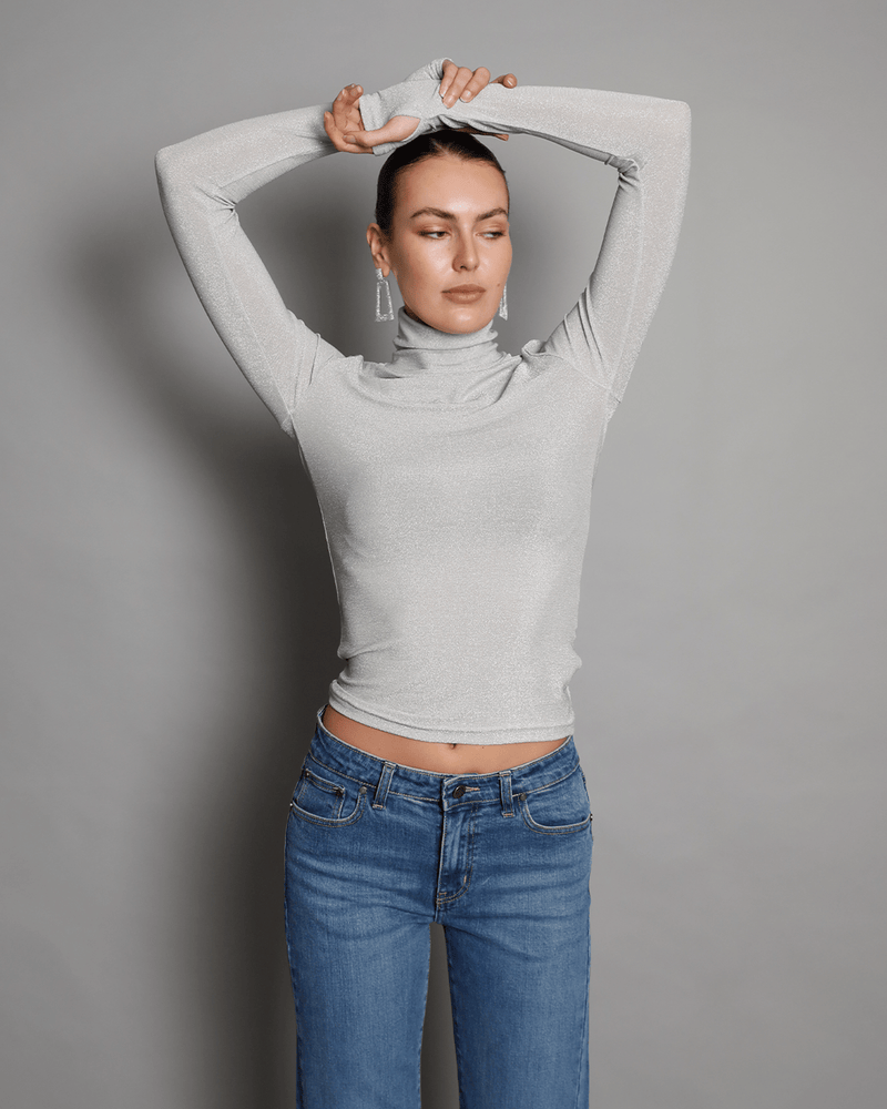 Dylan Lurex Turtleneck Top Silver Springs Love Nostalgia
