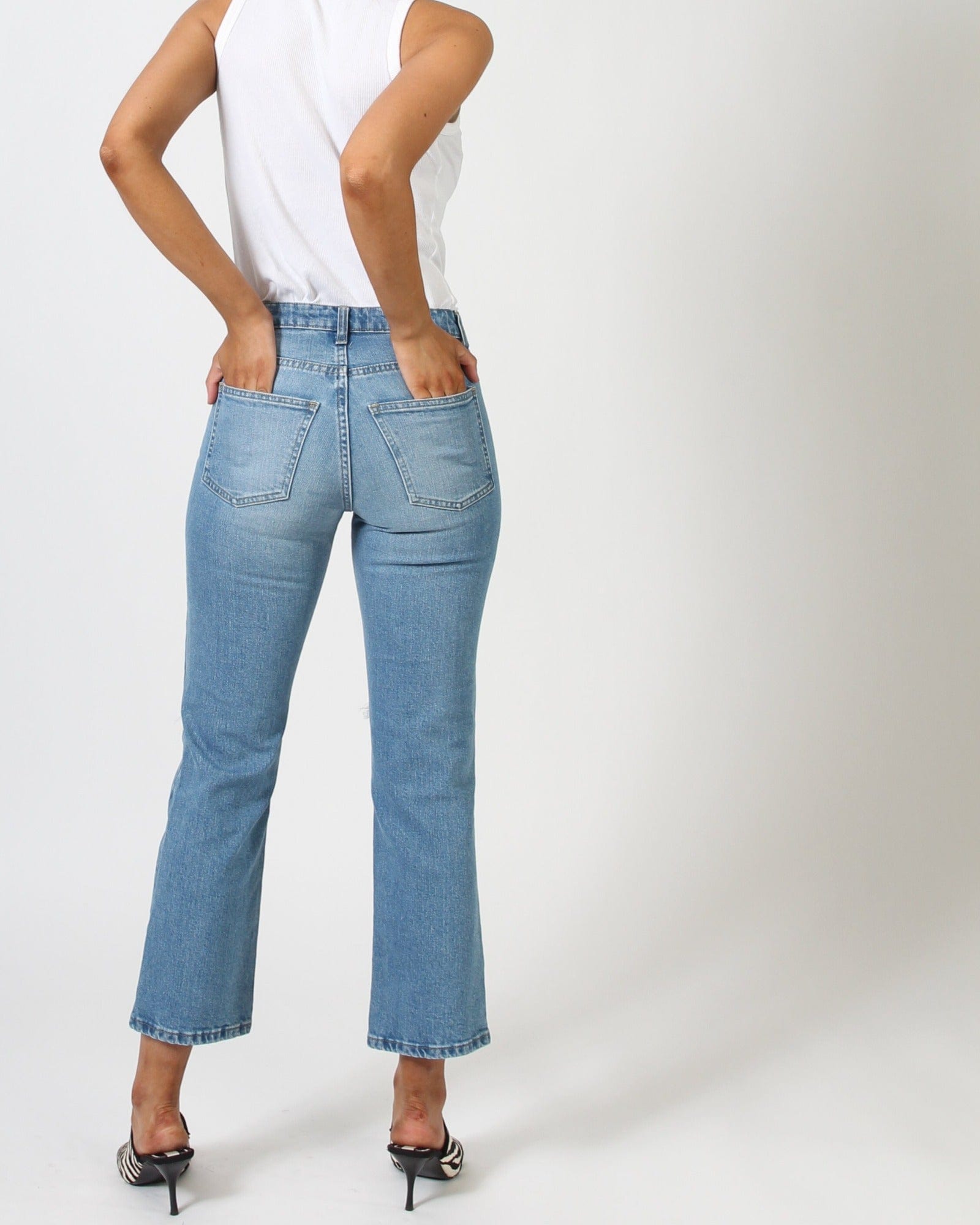 Rodger Crop Flare Jean - Distressed Rip