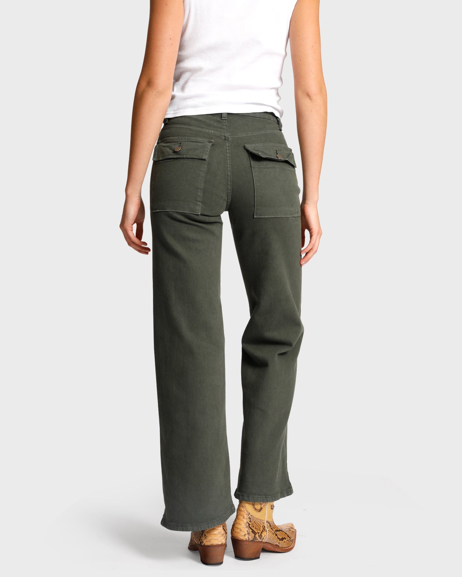 KEITH Cargo Wide Leg Jean - Forest